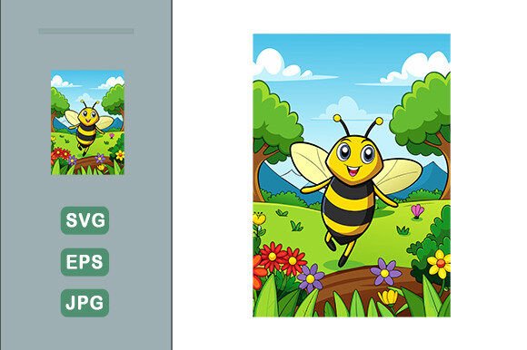 Download Bee Vector Landscape Background - Bee vector Collection