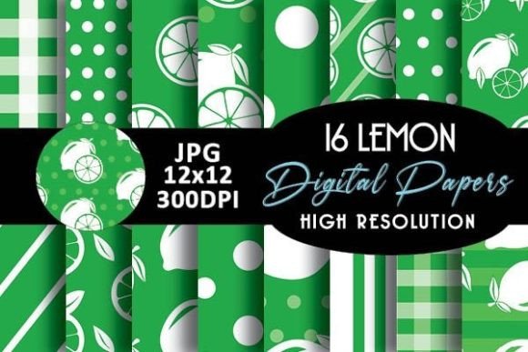 Download Green Lemon Digital Papers Patterns - Lemon digital papers Collection