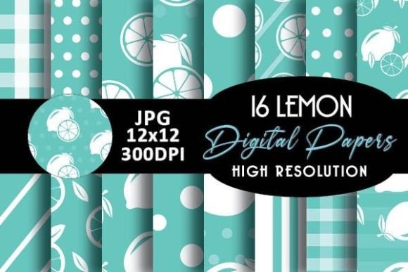 Download Mint Lemon Digital Papers Patterns - Lemon digital papers Collection