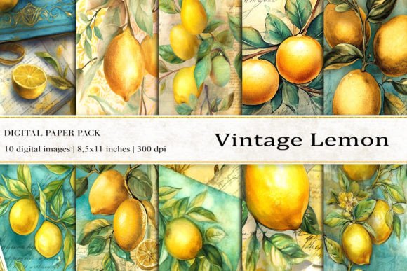 Download Vintage Lemon Digital Papers - Lemon digital papers Collection