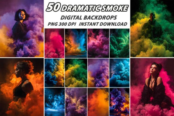 Download Dramatic Swirling Smoke Digital Backdrop - Backdrop Collection