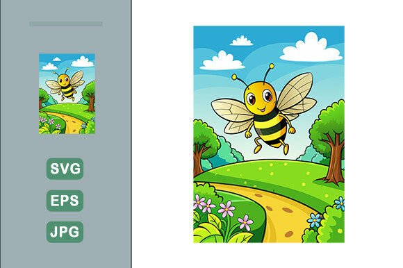Download Bee Vector Landscape Background - Bee vector Collection