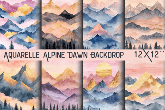 Download Aquarelle Alpine Dawn Backdrop - Backdrop Collection