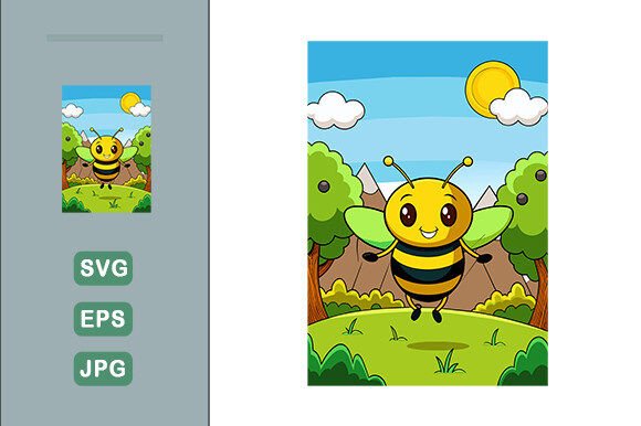 Download Bee Vector Landscape Background - Bee vector Collection