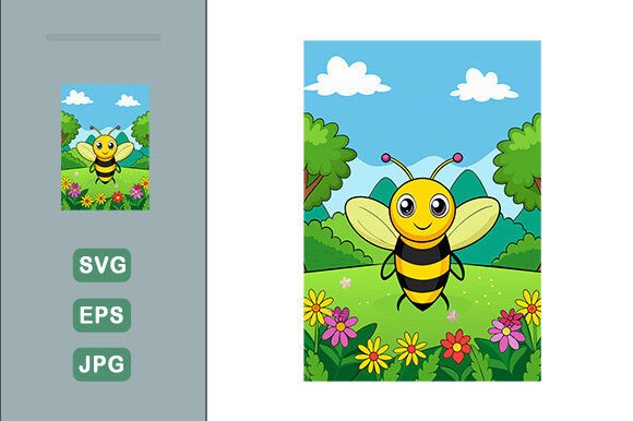 Download Bee Vector Landscape Background - Bee vector Collection