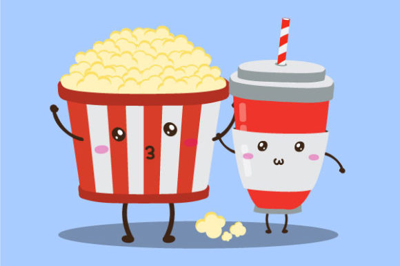 Download Cute Popcorn and Soda Illustration - Illustration Collection