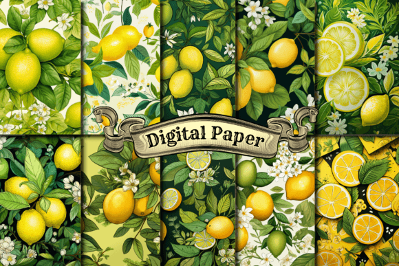 Download Watercolor Lime Lemon Digital Papers - Lemon digital papers Collection