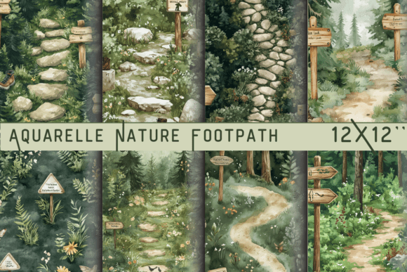 Download Aquarelle Nature Footpath Backdrop - Backdrop Collection