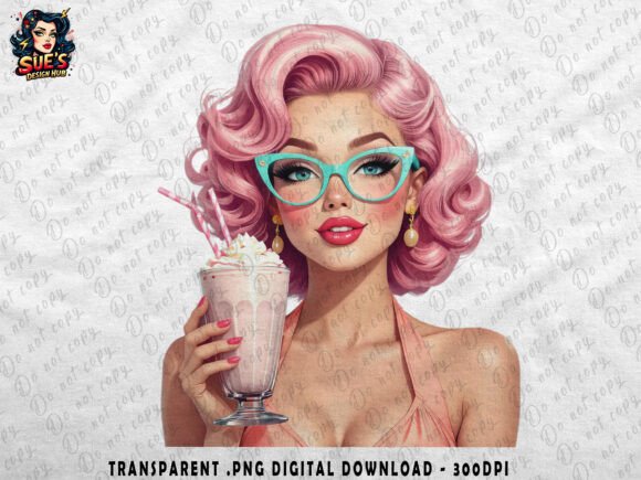 Download Retro Pin-Up Milkshake Girl | 50s Diner - Milkshake Collection