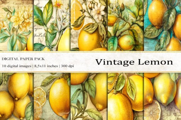 Download Vintage Lemon Digital Papers - Lemon digital papers Collection