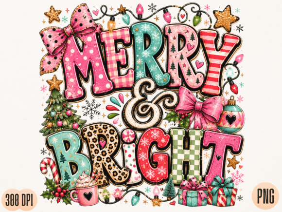 Download Merry &amp; Bright Christmas PNG Design, Ret - Merry Collection