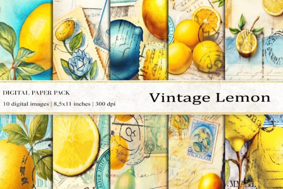 Download Vintage Lemon Digital Papers - Lemon digital papers Collection