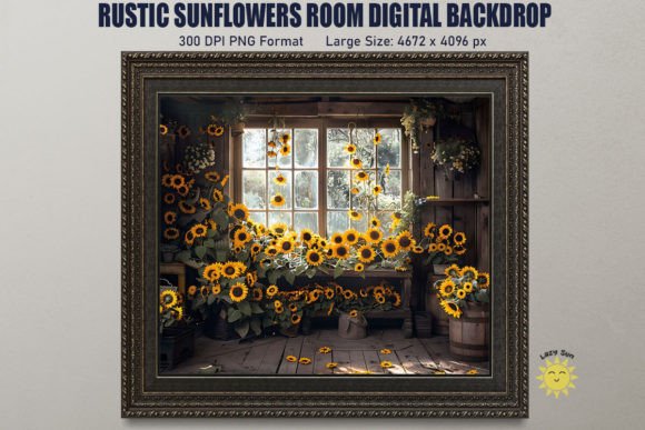 Download Rustic Sunflowers Room Digital Backdrop - Backdrop Collection