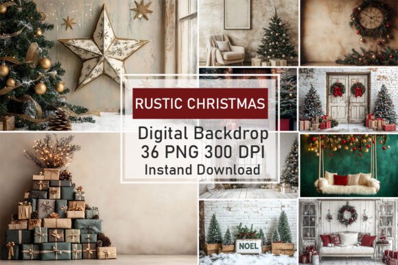 Download Rustic Christmas Digital Backdrop Bundle - Backdrop Collection