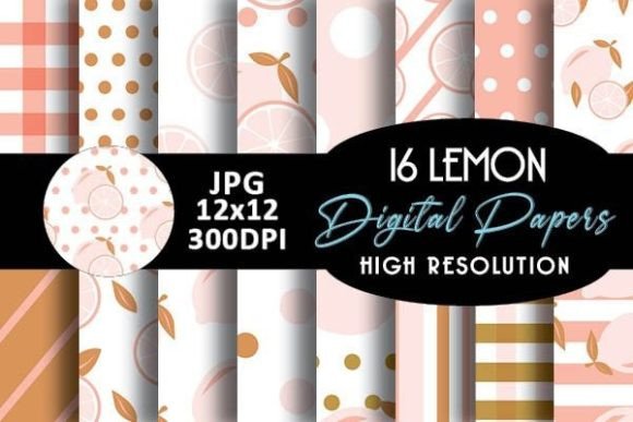 Download Boho Lemon Digital Papers Patterns - Lemon digital papers Collection