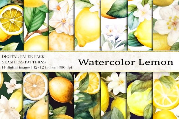 Download Watercolor Lemon Digital Papers - Lemon digital papers Collection