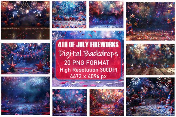 Download 4th of July Fireworks Digital Backdrop - Backdrop Collection