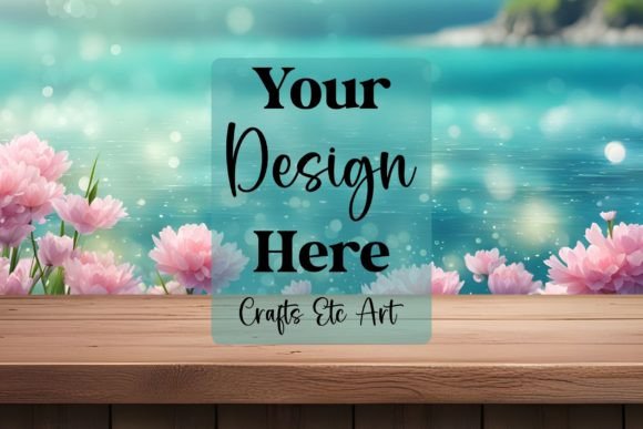 Download Shelf Mockup with an Ocean Backdrop - Backdrop Collection