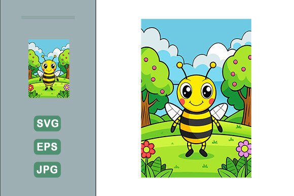 Download Bee Vector Landscape Background - Bee vector Collection