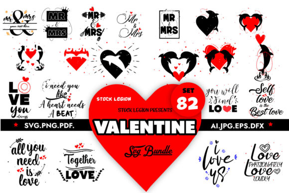 Download 82 Valentine Illustrations/Quotes Bundle - Illustration Collection