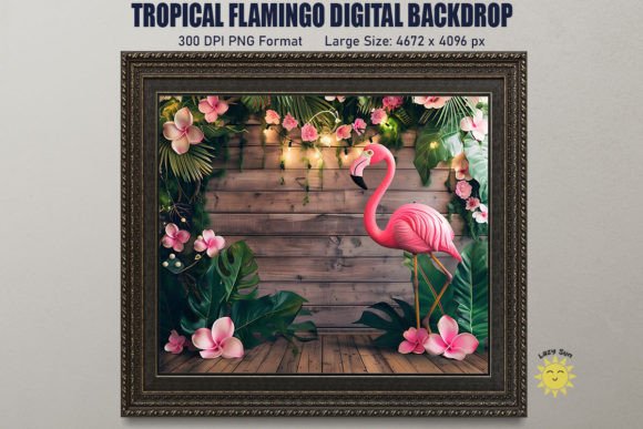 Download Tropical Flamingo Digital Backdrop - Backdrop Collection