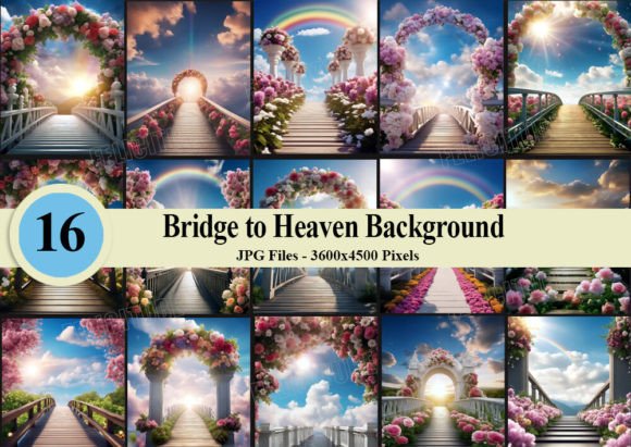 Download Bridge to Heaven Backdrop Flowers Clouds - Backdrop Collection