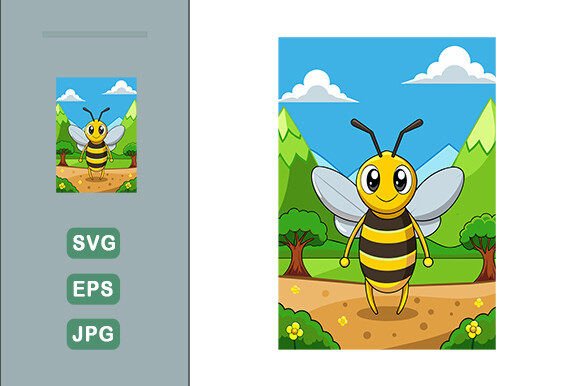 Download Bee Vector Landscape Background - Bee vector Collection